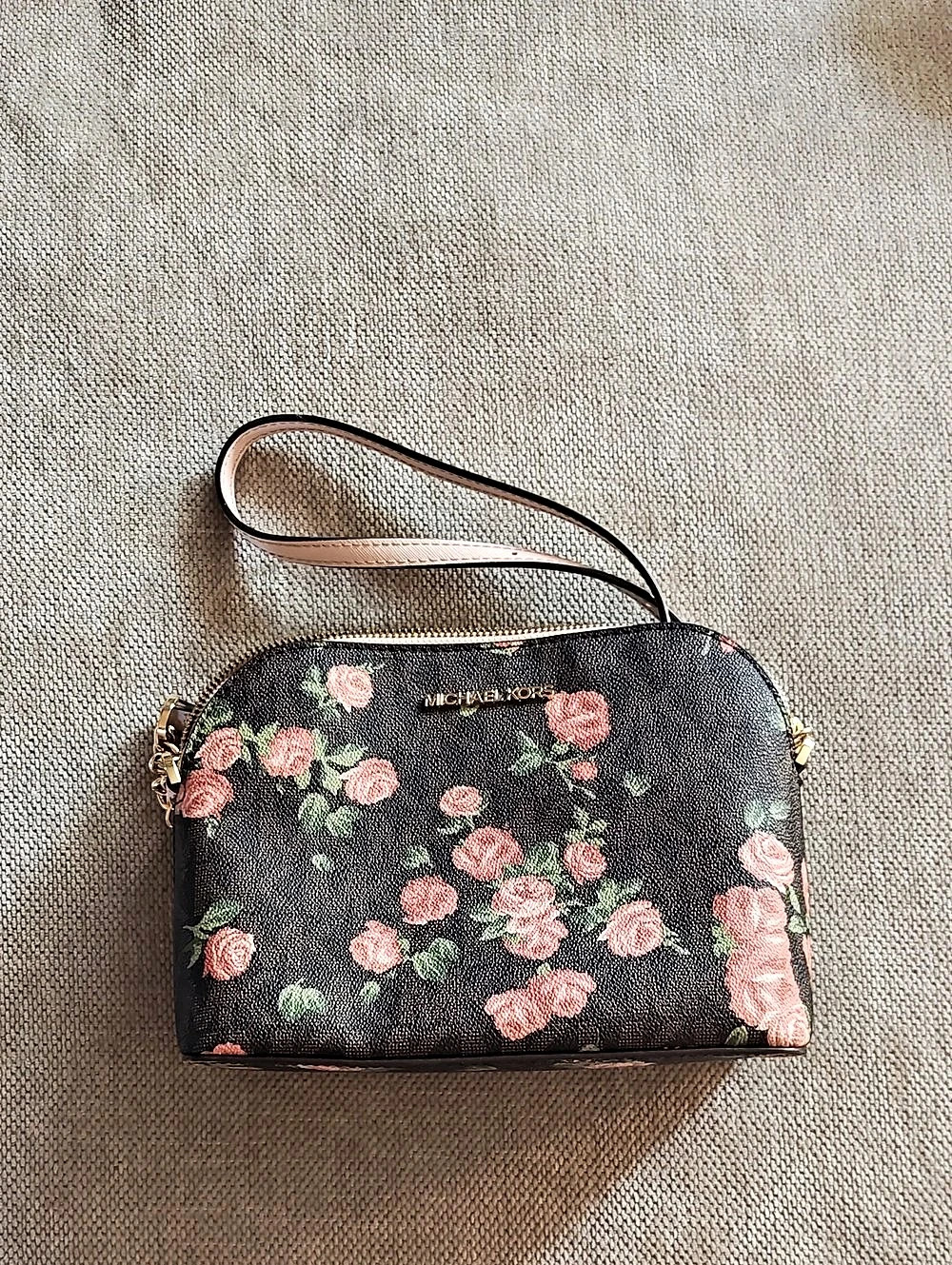 Michael Kors Dome Crossbody Bag Floral Crossbody Bag Black & Pink